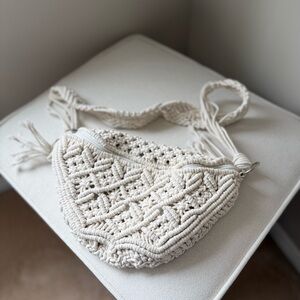Boho Macramé Crossbody Bag in Cream